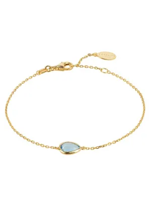 Pisa Mini Teardrop Bracelet Gold Blue Topaz