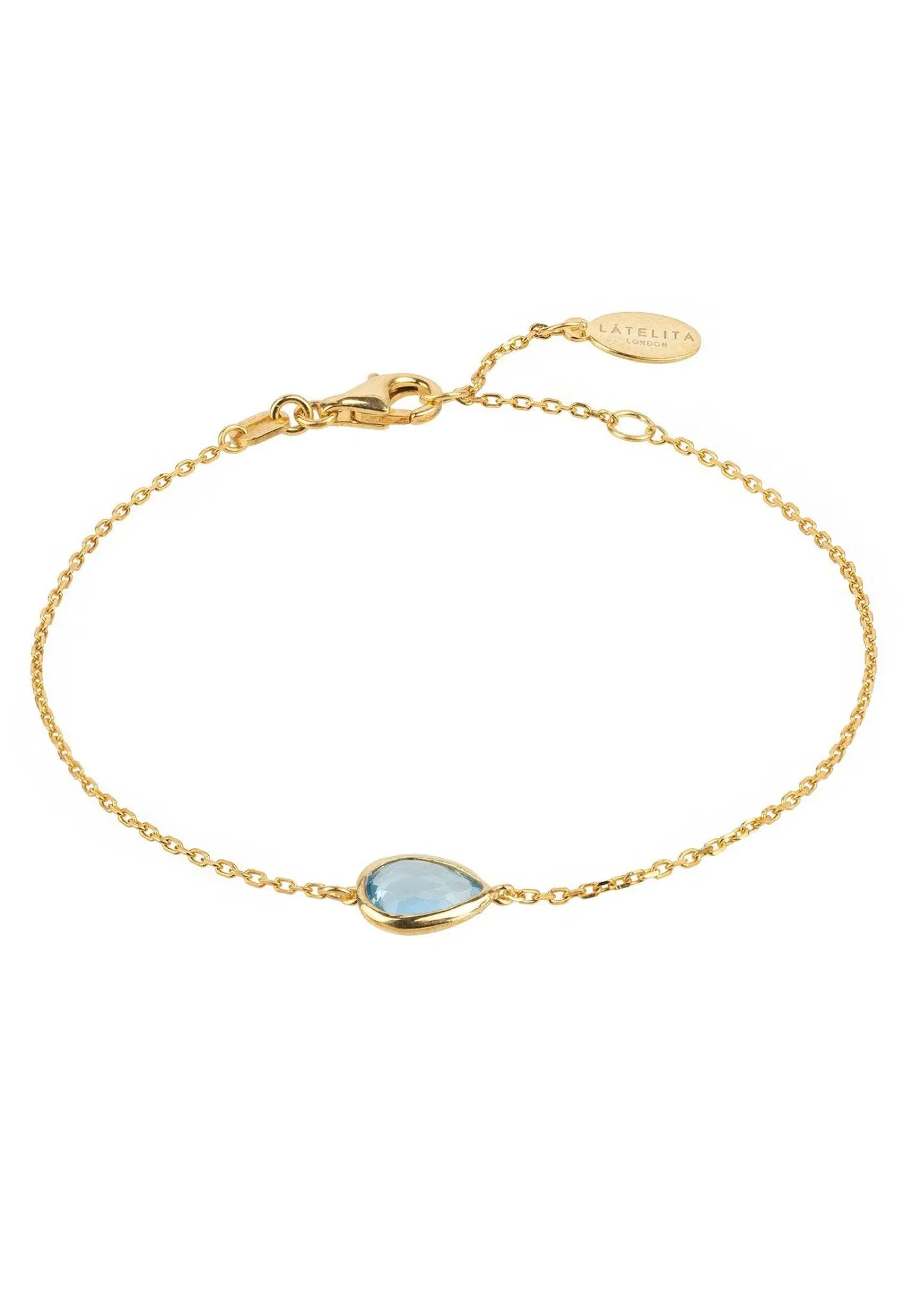 Pisa Mini Teardrop Bracelet Gold Blue Topaz