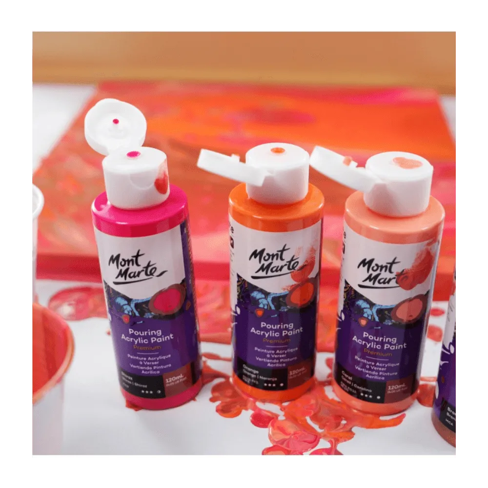 Pouring Paint Kit - Premium Acrylic Paint Set 4x120ml Coral