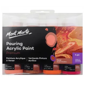 Pouring Paint Kit - Premium Acrylic Paint Set 4x120ml Coral