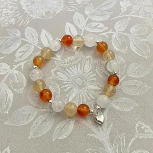 Power & Vitality Sterling Silver Heart Charm Gemstone Bracelet