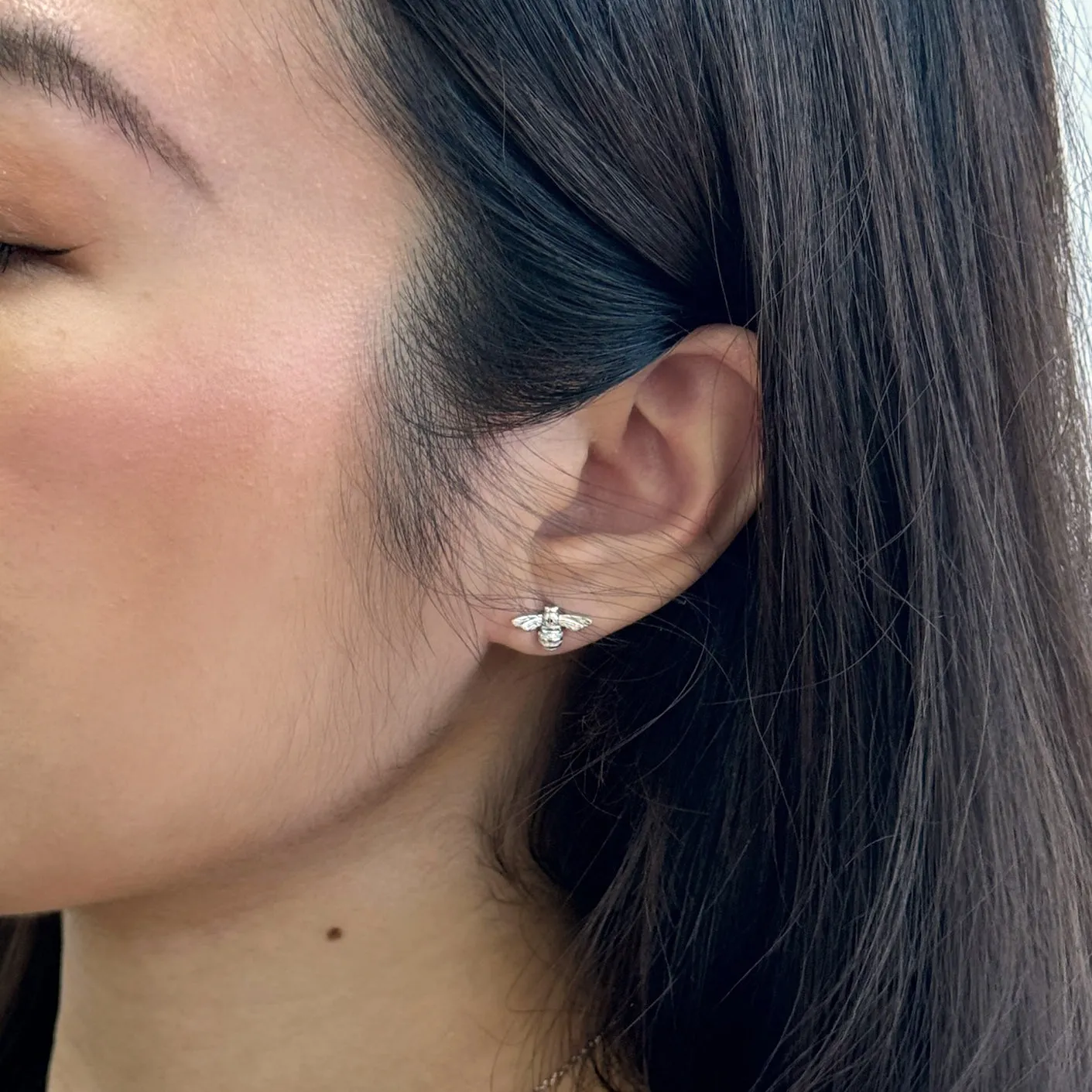Queen Bee Stud Earrings (Silver)