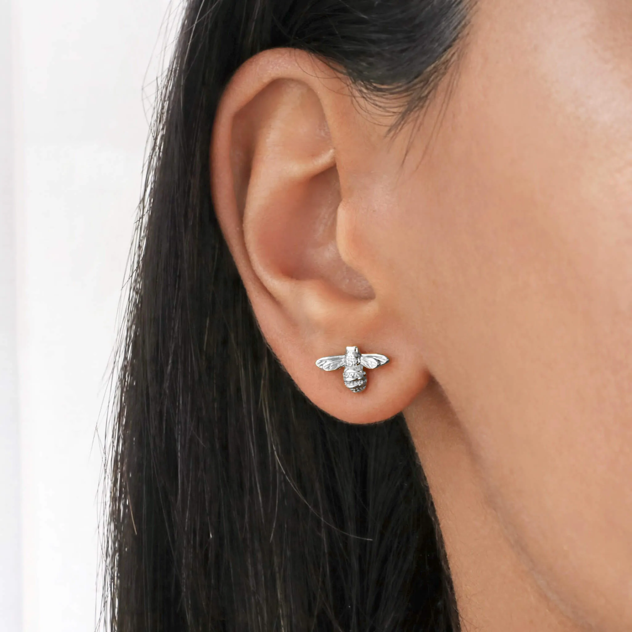 Queen Bee Stud Earrings (Silver)