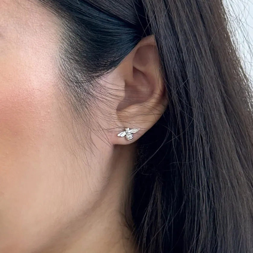Queen Bee Stud Earrings (Silver)