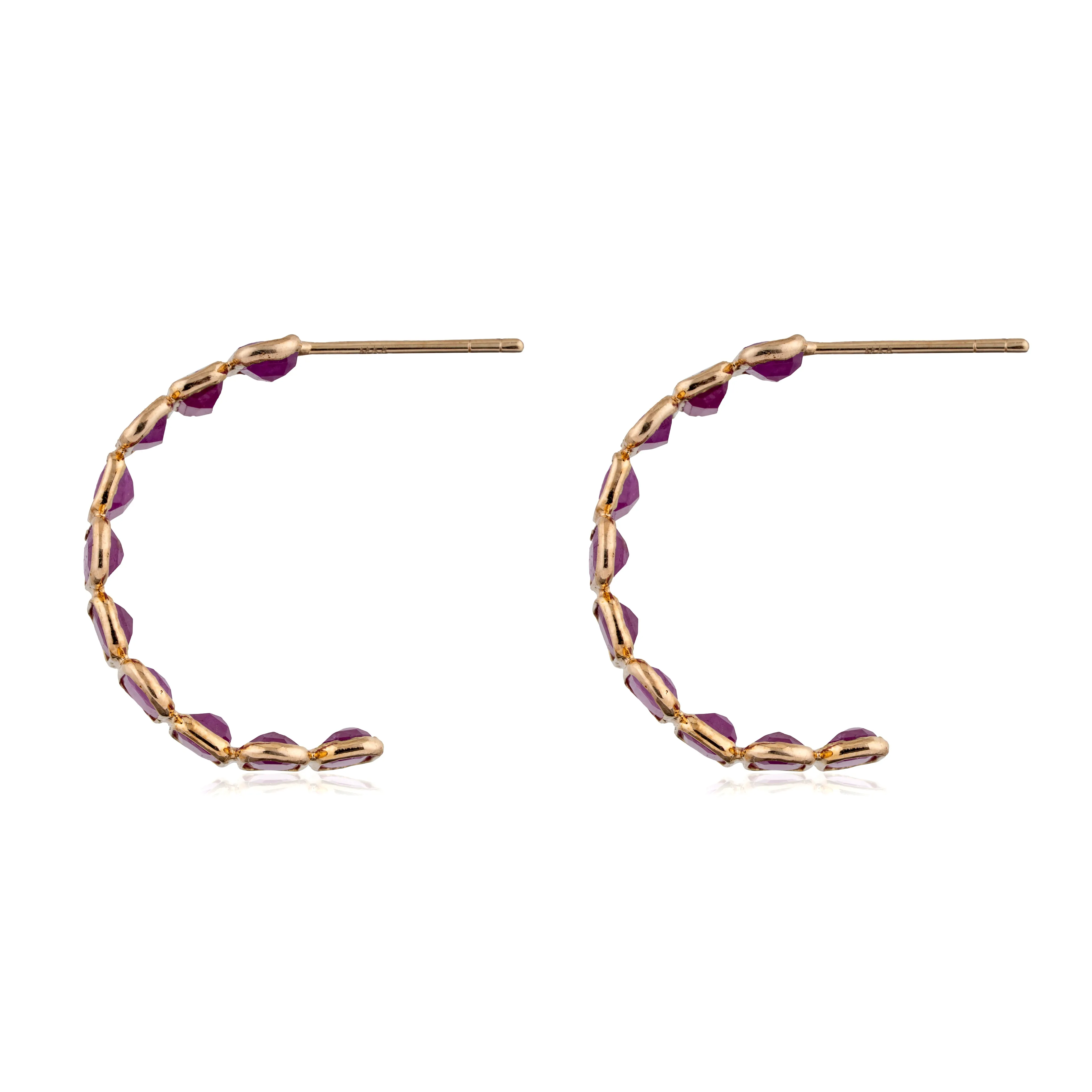 Quinn Ruby Hoops, 18K Yellow Gold