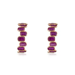 Quinn Ruby Hoops, 18K Yellow Gold