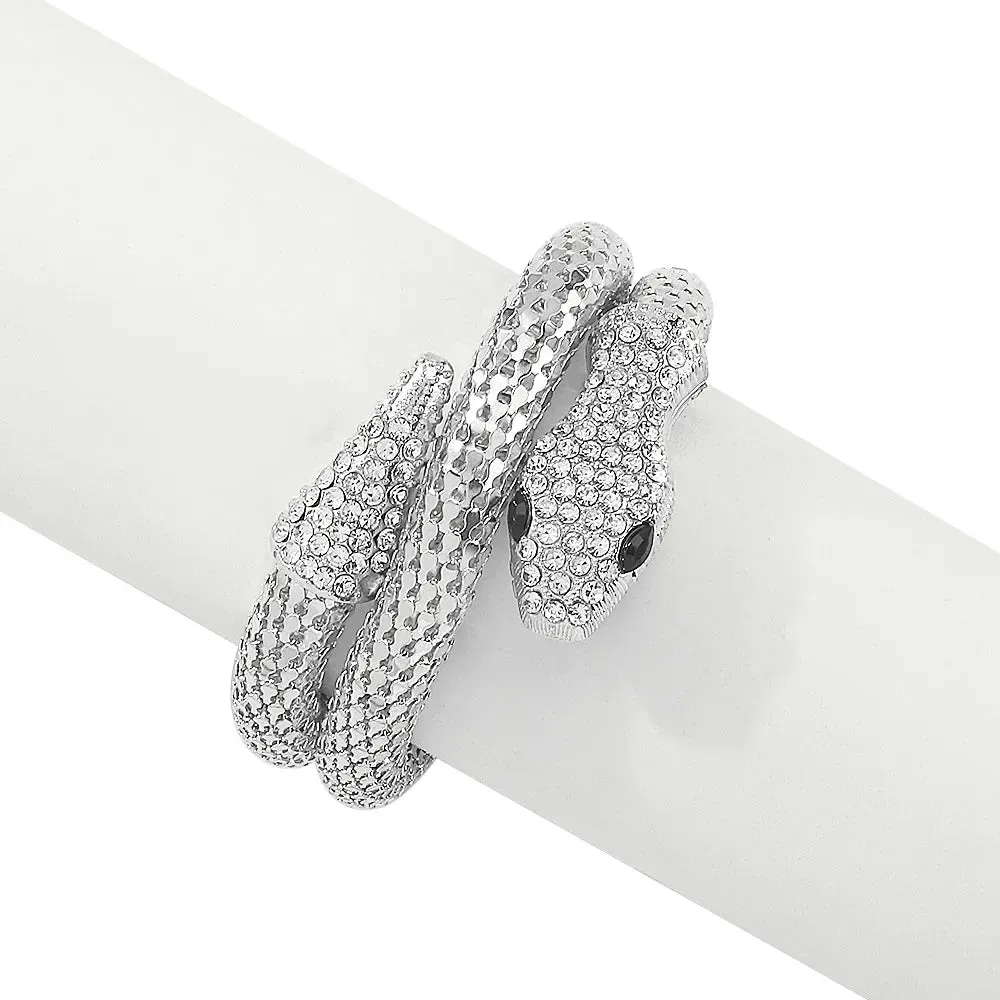 "European-American Exaggerated Snake Punk Hip-Hop Bracelet, Micro-Inlaid Creative Winding"