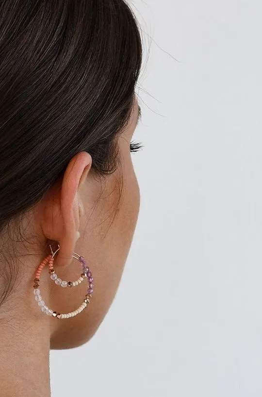 Semi Precious XS Assorted Beaded Hoops - MIXED PINKS