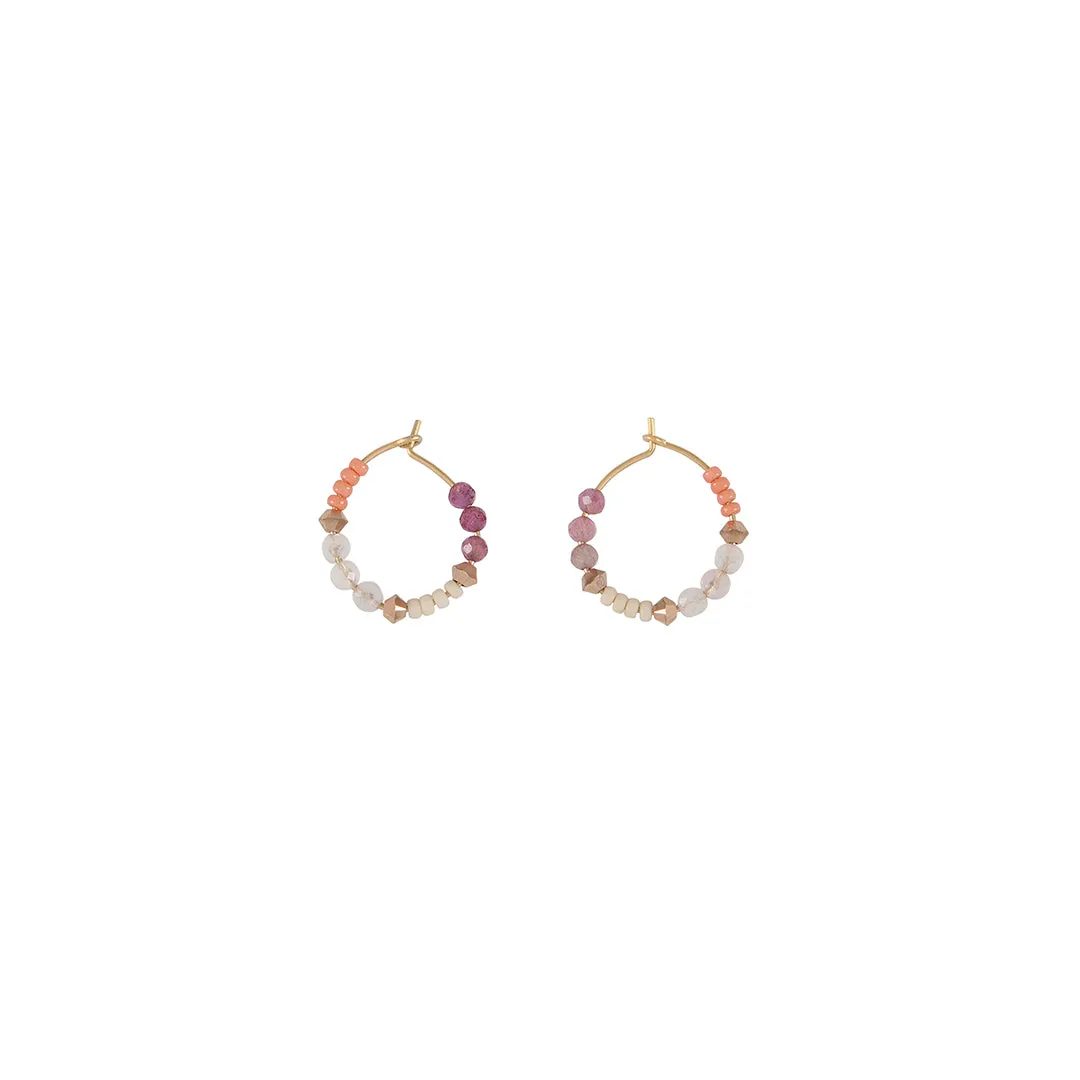 Semi Precious XS Assorted Beaded Hoops - MIXED PINKS