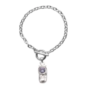 Silver Baby Shoe Charm Toggle Bracelet