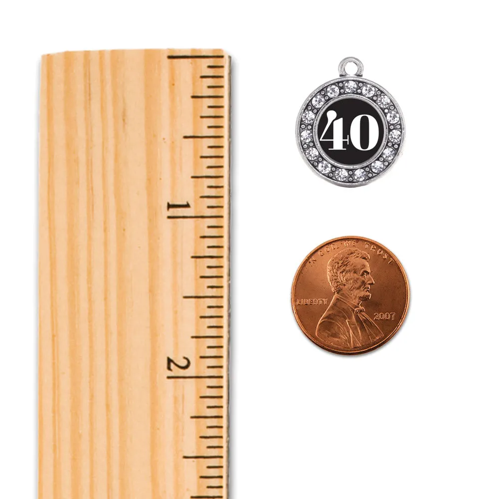 Silver Baseball Bat - Sports Number 40 Circle Charm Toggle Bracelet