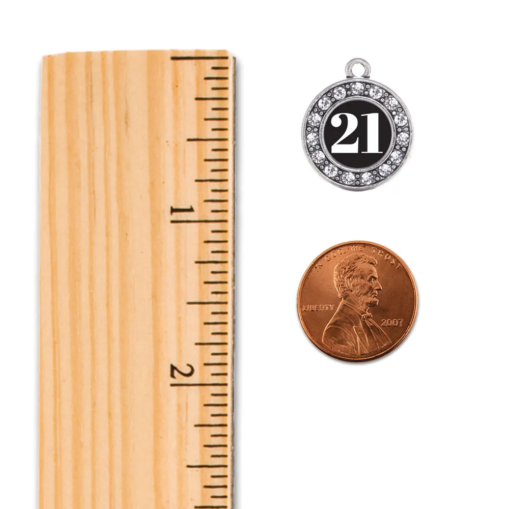 Silver Baseball Glove - Sports Number 21 Circle Charm Toggle Bracelet