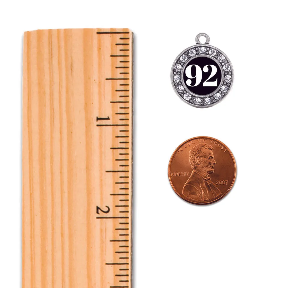 Silver Baseball - Sports Number 92 Circle Charm Toggle Bracelet