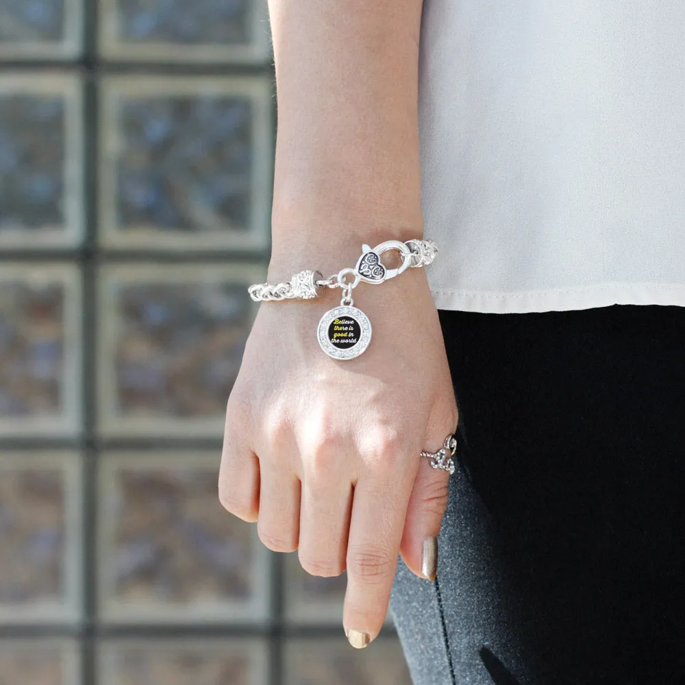 Silver Believe There Is Good In The World Circle Charm Braided Bracelet