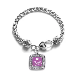 Silver Best Square Charm Braided Bracelet