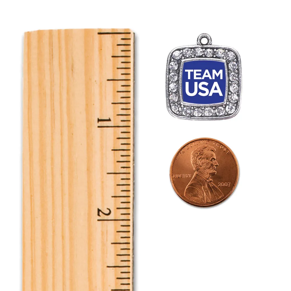 Silver Blue Banner Team USA Square Charm Toggle Bracelet