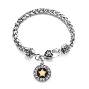 Silver Golden Star Circle Charm Braided Bracelet