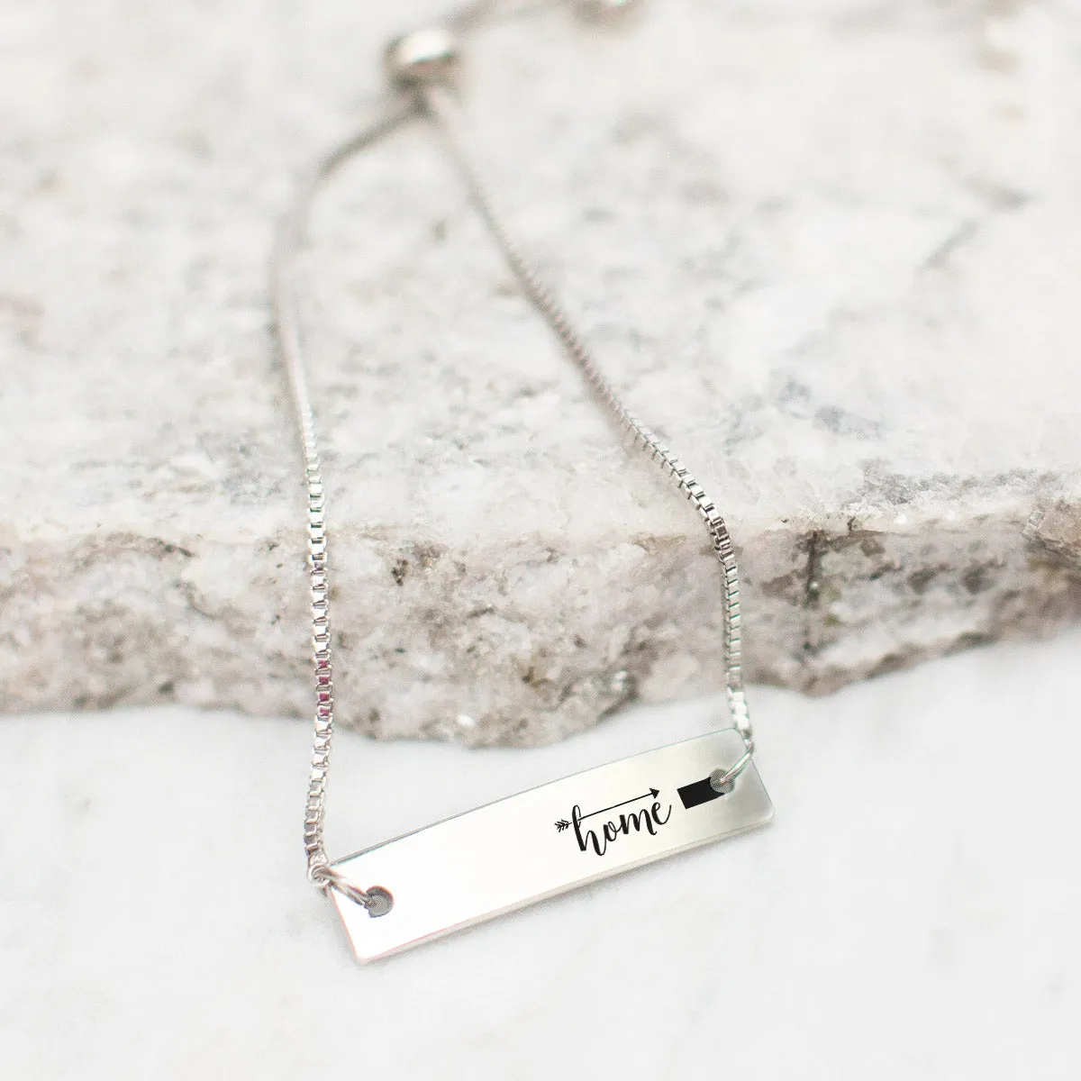 Silver Home is Kansas Adjustable Bar Bracelet