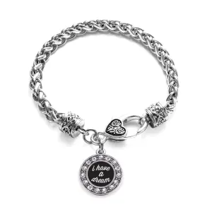 Silver I Have a Dream Circle Charm Braided Bracelet