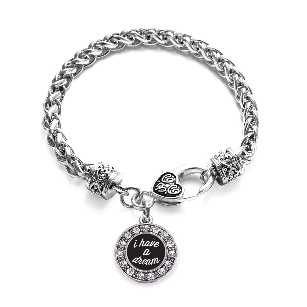 Silver I Have a Dream Circle Charm Braided Bracelet