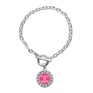 Silver I'd Rather Be Shopping Circle Charm Toggle Bracelet