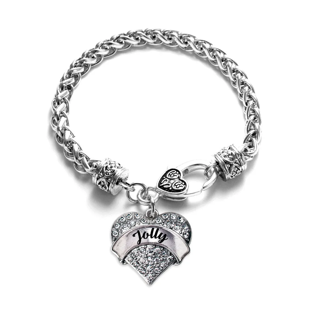 Silver Jolly Pave Heart Charm Braided Bracelet
