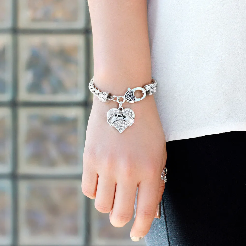 Silver Jolly Pave Heart Charm Braided Bracelet