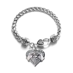 Silver Jolly Pave Heart Charm Braided Bracelet