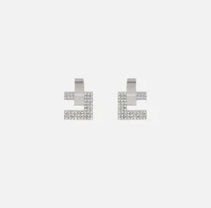 Silver logo earrings