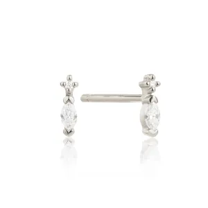 Silver Marquise Diamond Stud Earring
