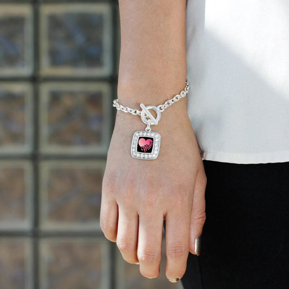 Silver Mimi Square Charm Toggle Bracelet