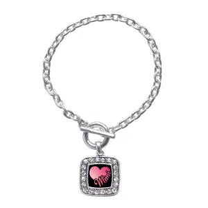 Silver Mimi Square Charm Toggle Bracelet
