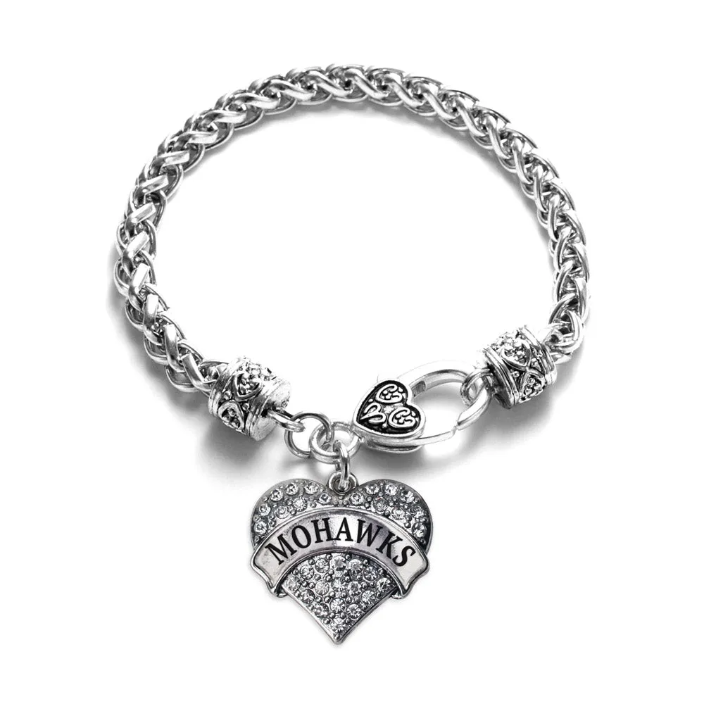 Silver Mohawks Pave Heart Charm Braided Bracelet