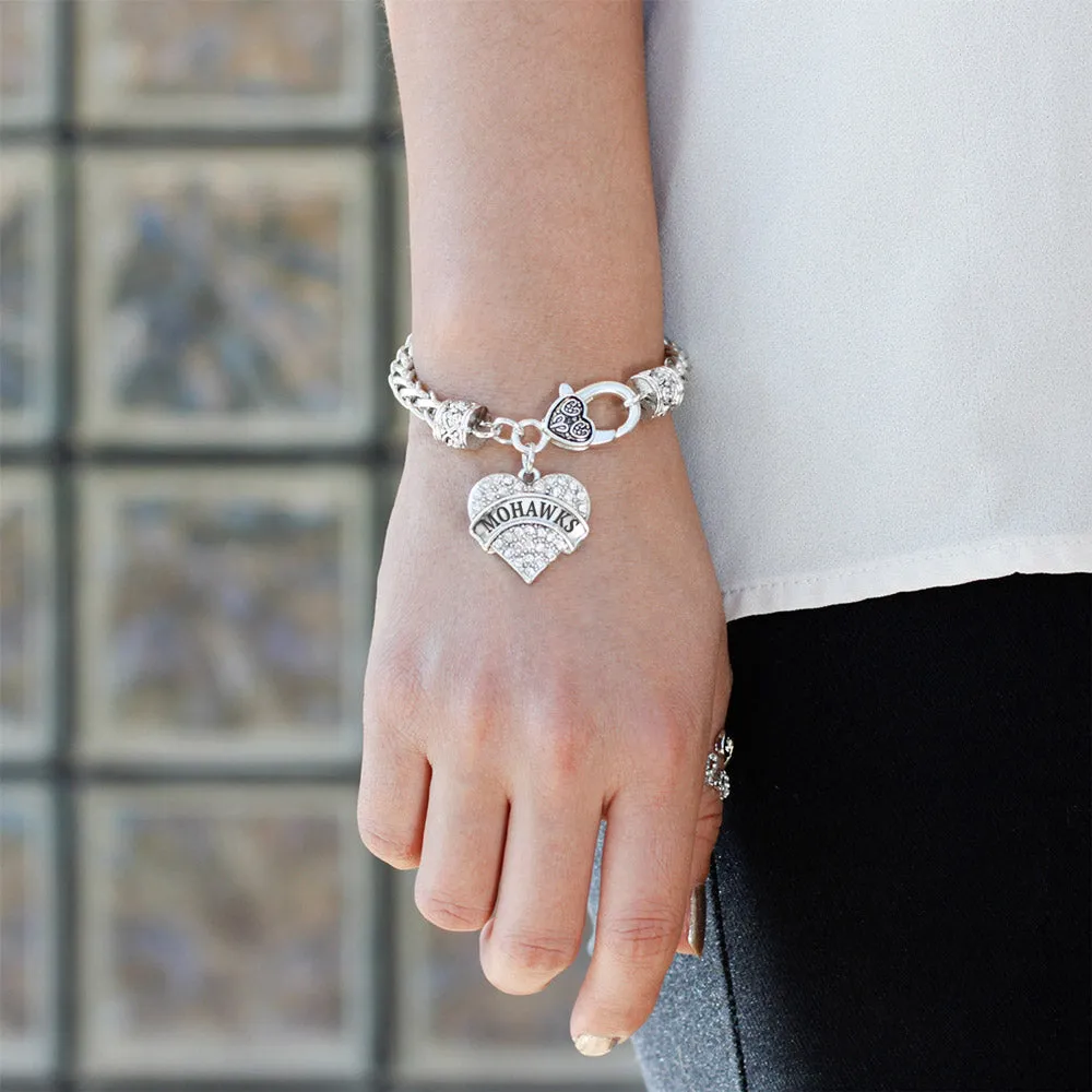 Silver Mohawks Pave Heart Charm Braided Bracelet