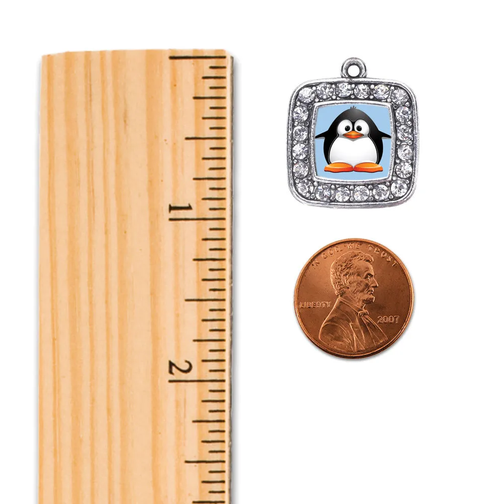 Silver Penguin Square Charm Toggle Bracelet