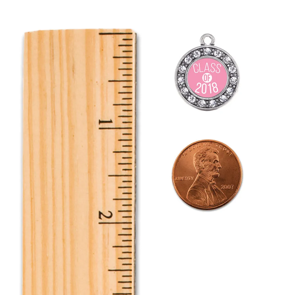 Silver Pink Class of 2018 Circle Charm Toggle Bracelet