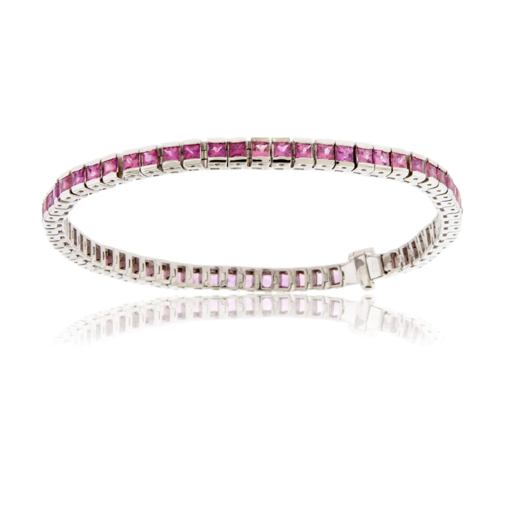 Silver Pink Sapphire Color Fade Tennis Bracelet