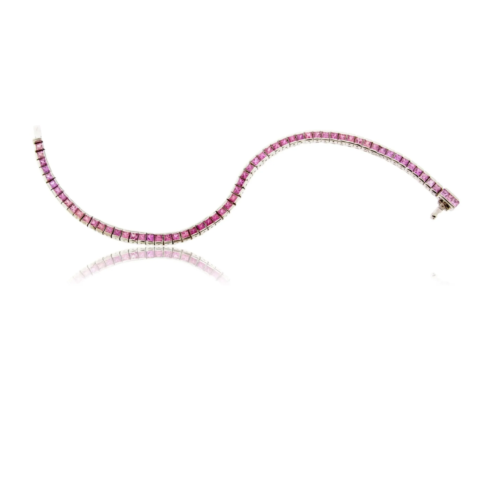 Silver Pink Sapphire Color Fade Tennis Bracelet