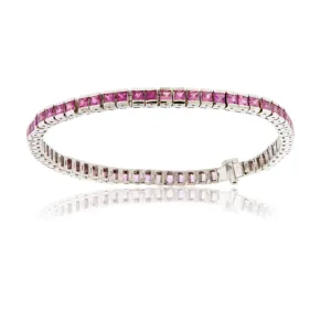 Silver Pink Sapphire Color Fade Tennis Bracelet