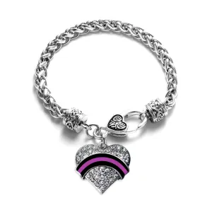 Silver Political Office Injury Support Pave Heart Charm Braided Bracelet