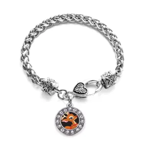 Silver Red Nosed Reindeer Circle Charm Braided Bracelet