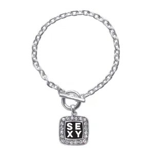 Silver Sexy Square Charm Toggle Bracelet