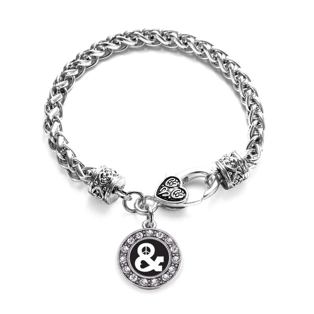 Silver Simply Peace And Love Circle Charm Braided Bracelet