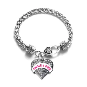 Silver Single 4 Ever White Candy Pave Heart Charm Braided Bracelet