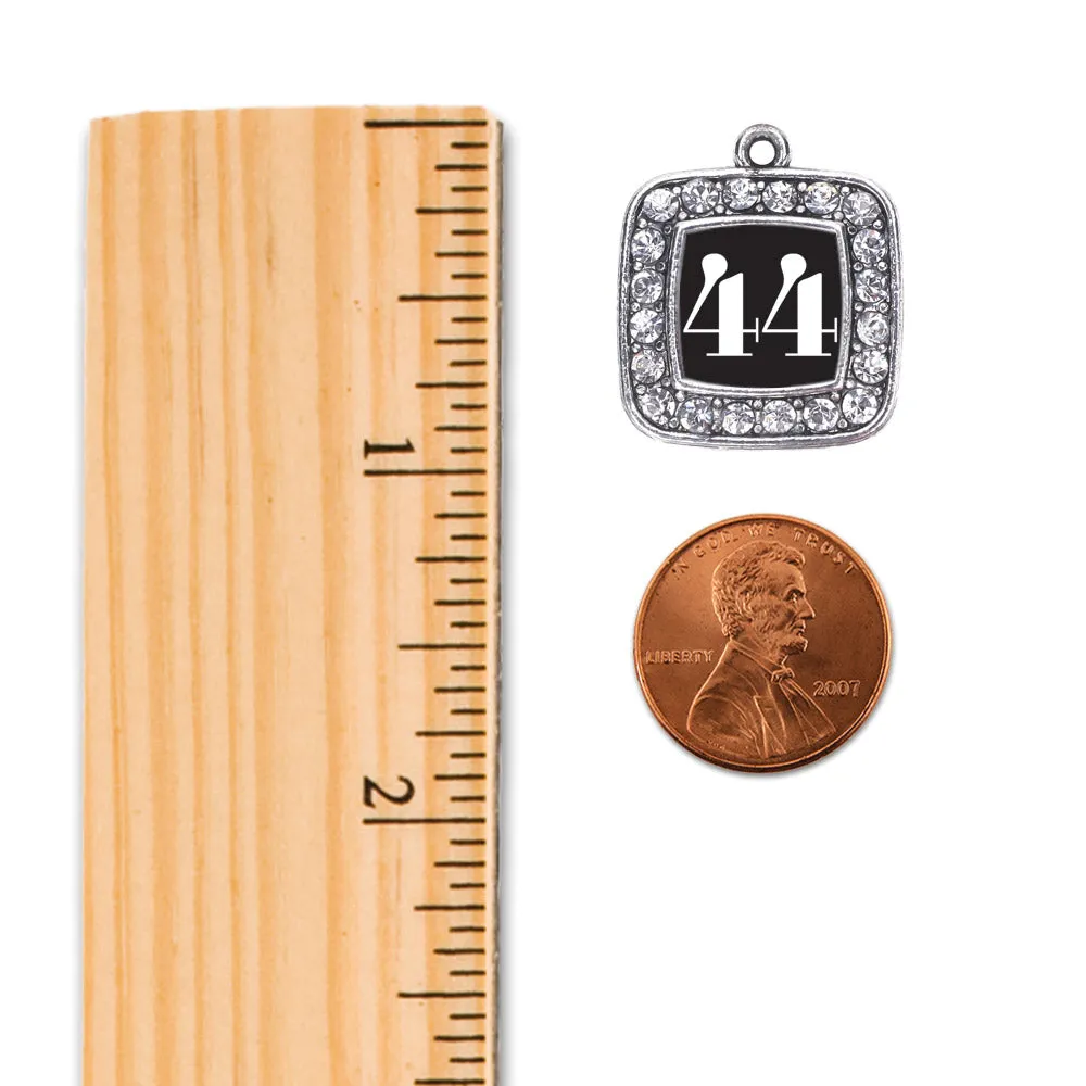 Silver Sport Number 44 Square Charm Toggle Bracelet
