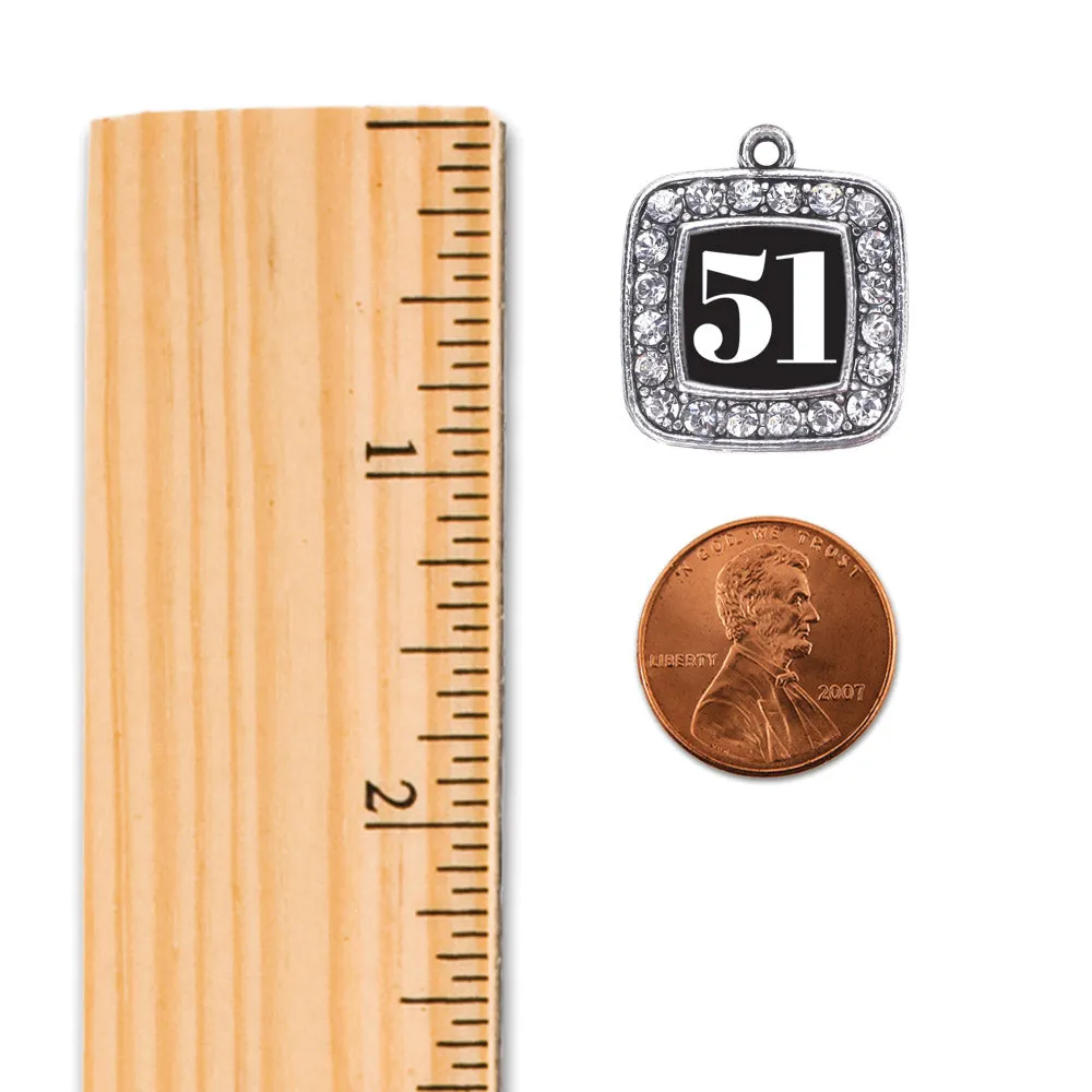 Silver Sport Number 51 Square Charm Toggle Bracelet