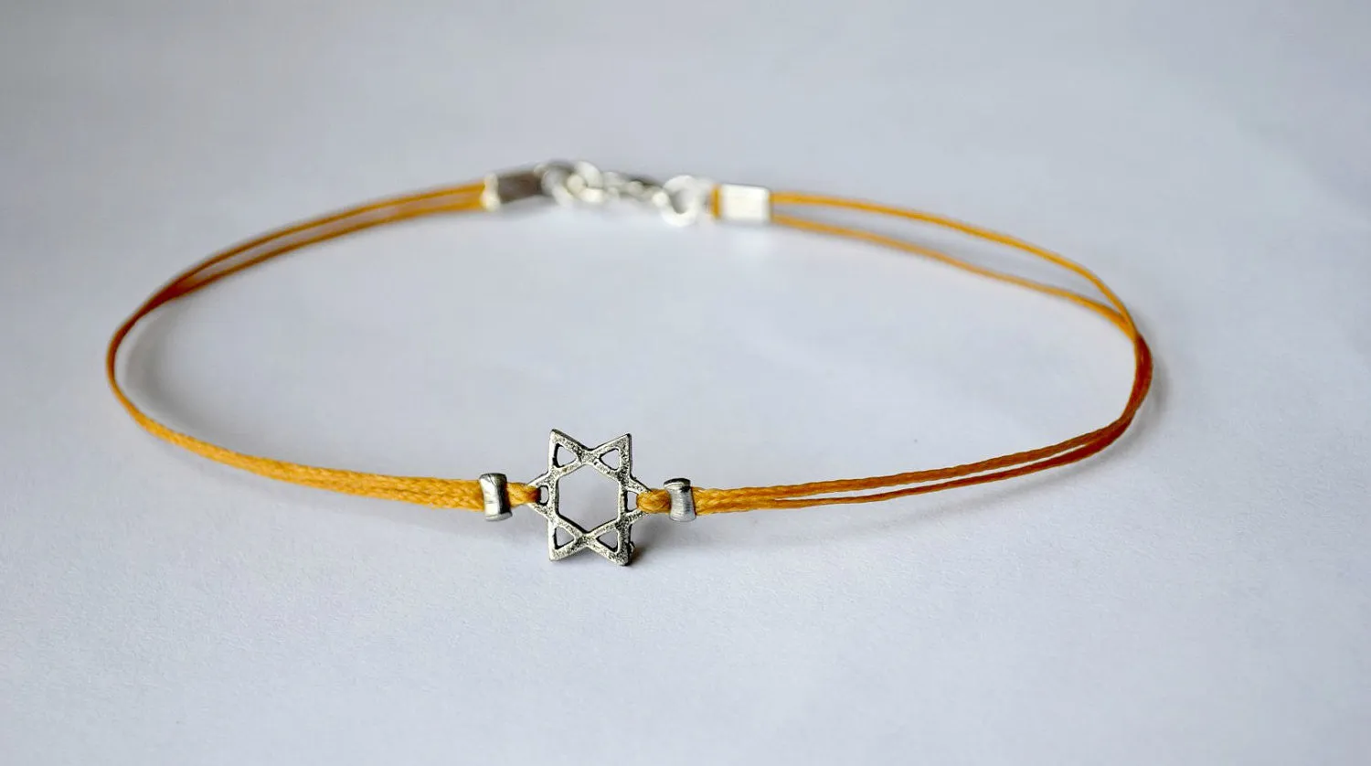 Silver Star of David bracelet for men, brown cord, handmade gift for him