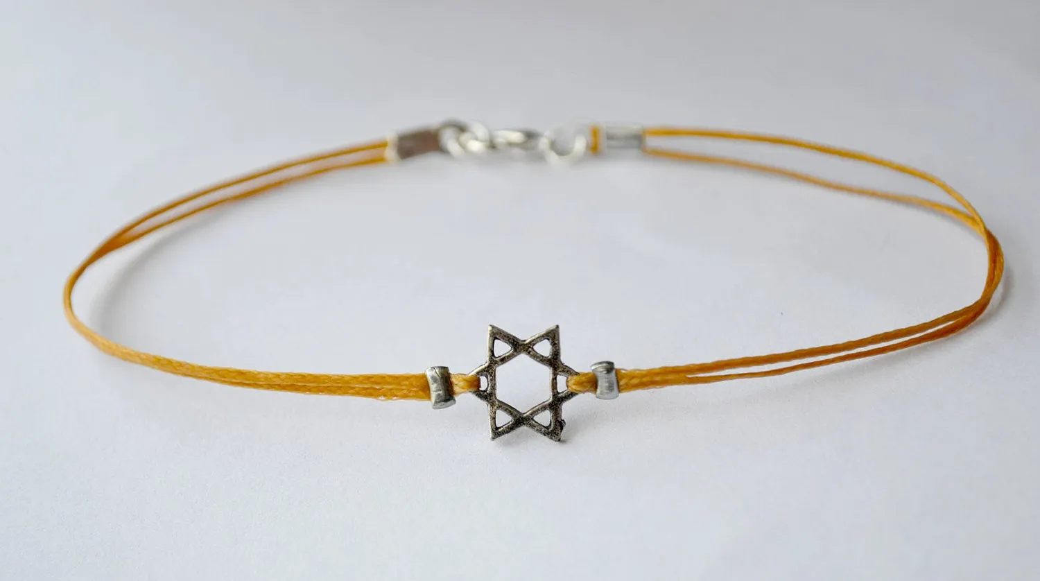Silver Star of David bracelet for men, brown cord, handmade gift for him