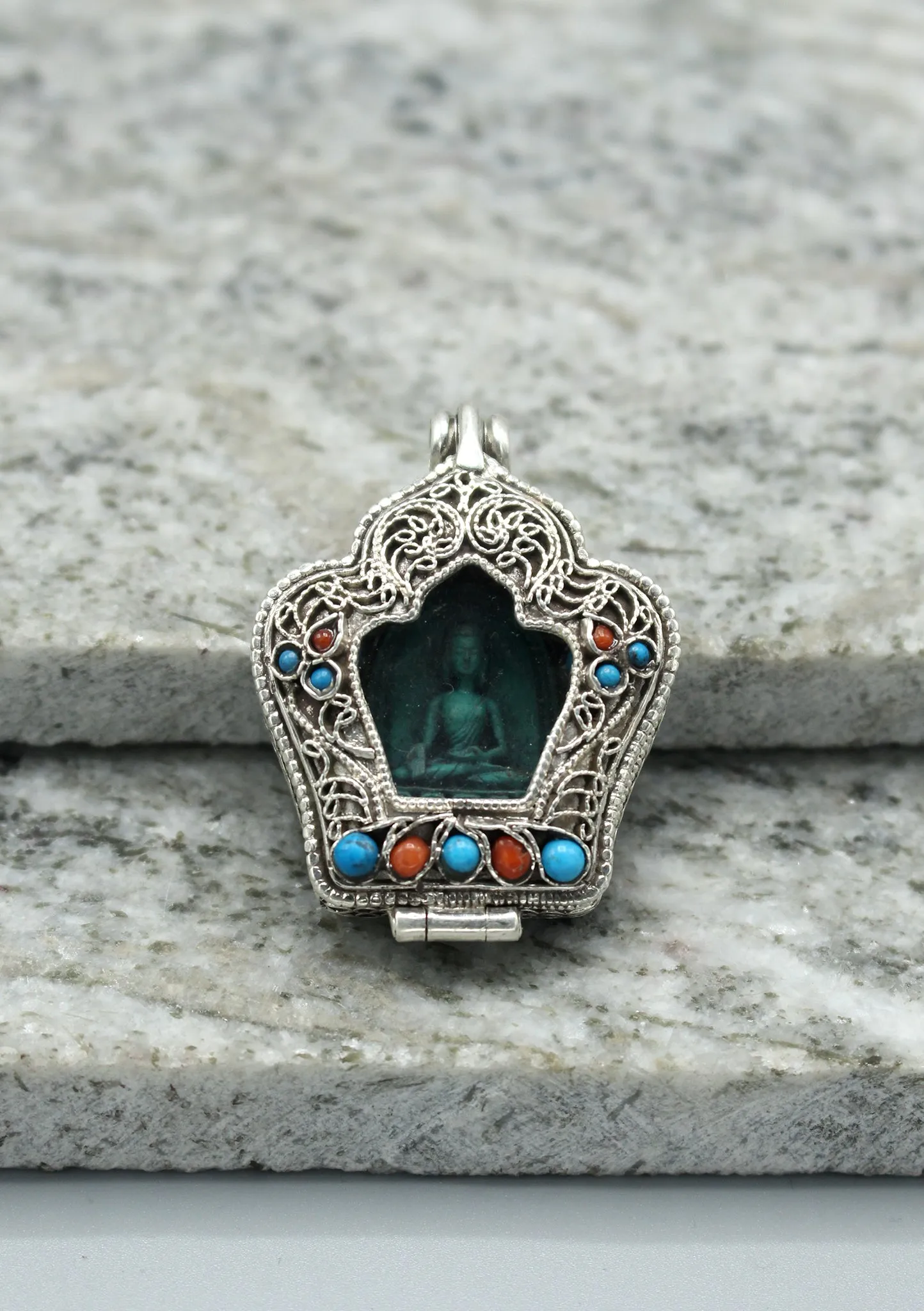 Silver Sterling 925 Ratnasambhva Buddha Ghau Pendant