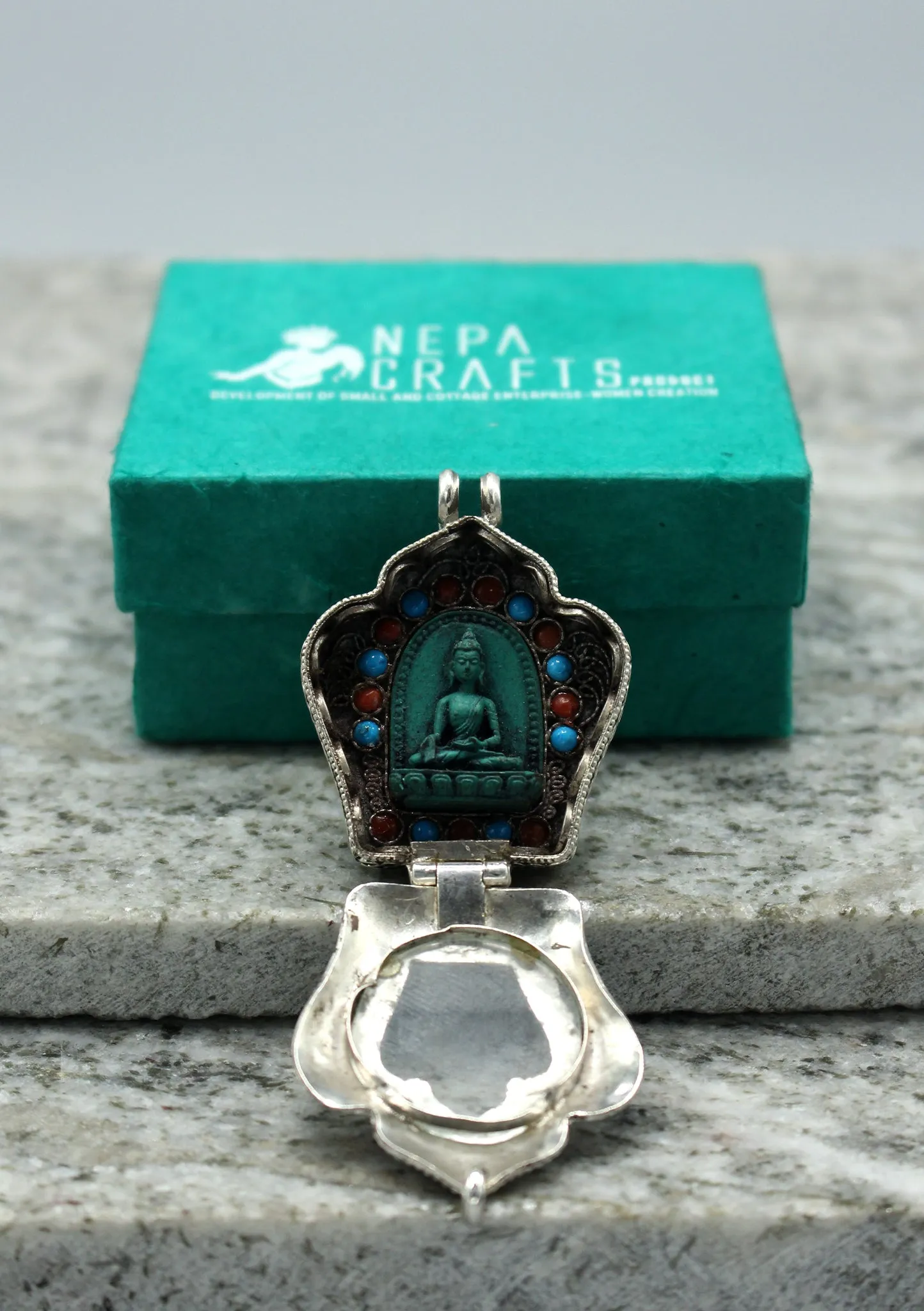 Silver Sterling 925 Ratnasambhva Buddha Ghau Pendant